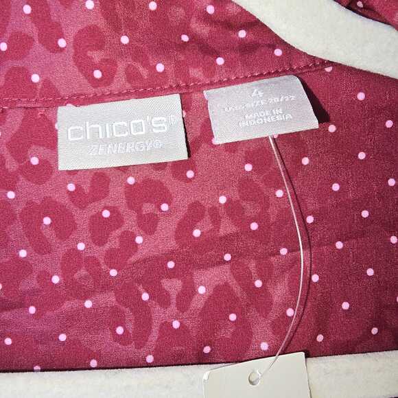 NWT Chico's Zenergy Cherry Red Jacket Size 4 20 22 Polka Dot Animal Print Anarok - Picture 12 of 12